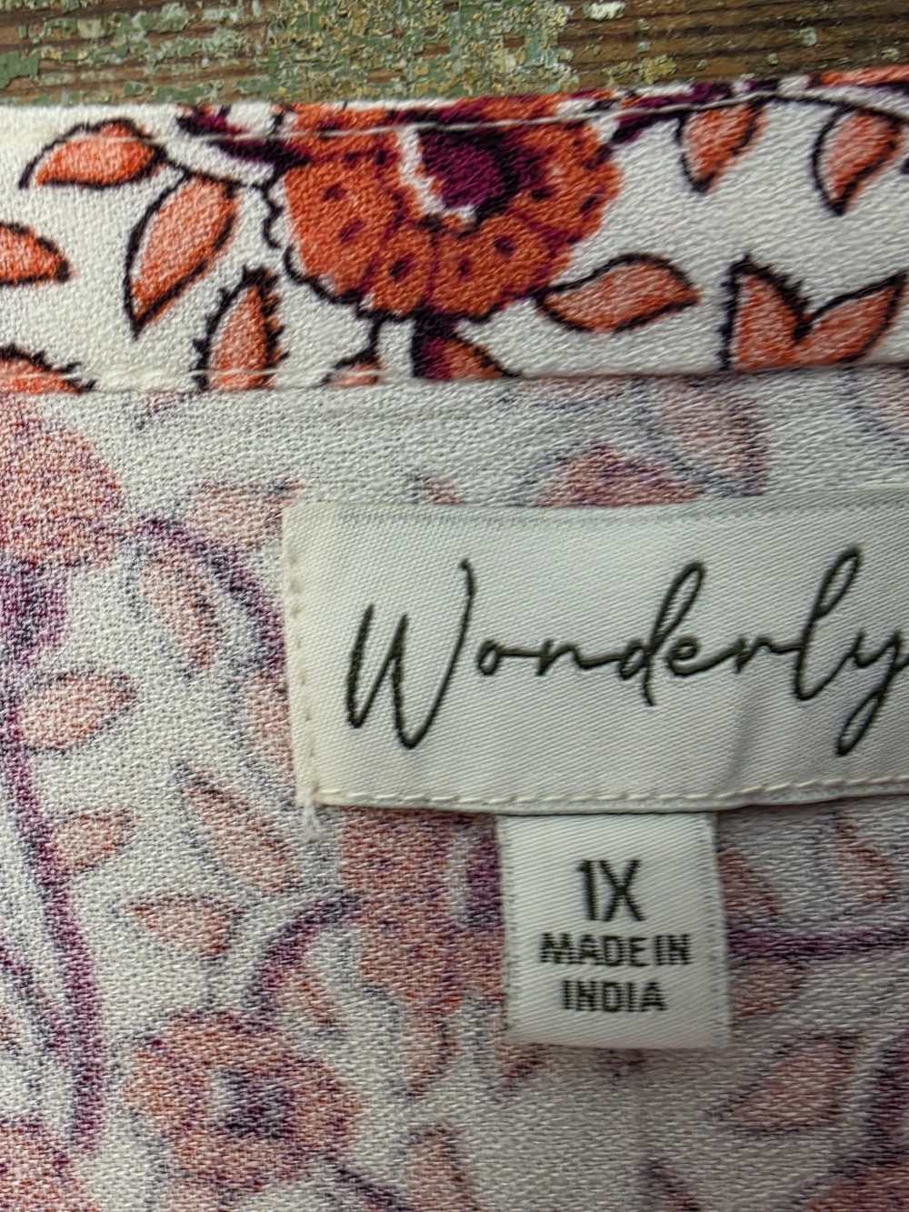 Wonderly Women’s 1X Floral Boho Long Sleeve Dress Orange Ivory NWT - Picture 4 of 4